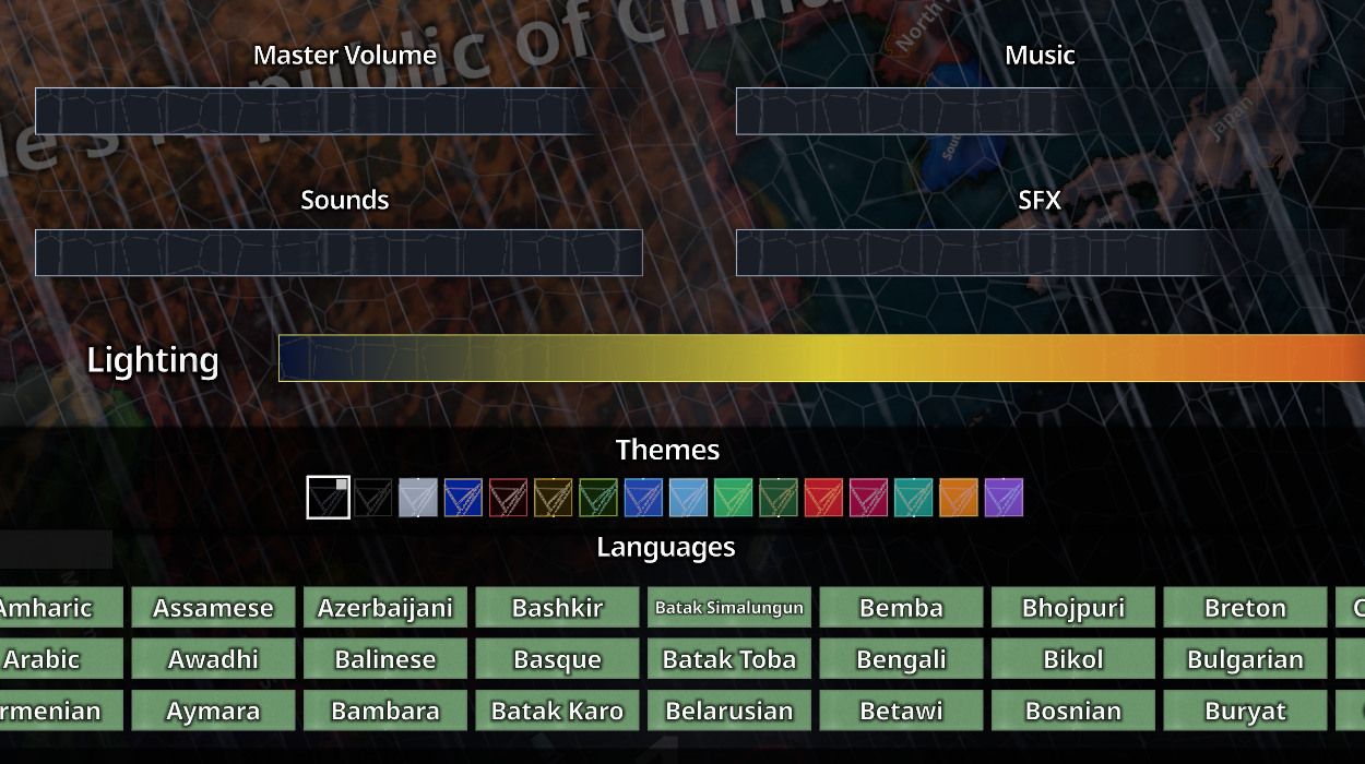 Interface palette, saves and audio